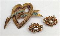 Florenza gold tone brooch clip earrings