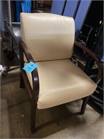 Dark wood chair leather seat used