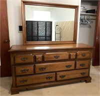 Bassett Furniture Oak Dresser with Mirror