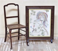 Edwardian Period Side Chair and Firescreen.