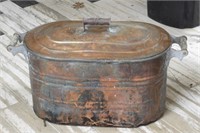 Primitive Lidded Copper Clad Boiler.