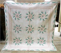 Nicely Appliqued and Hand Quilted Tulip Quilt