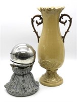 Porcelain Urn and Garden Gazing Ball.