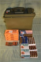 128 cartridges 500 S&W ammo with plastic ammo box;