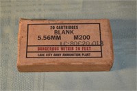 20 cartridges blank 5.56mm ammo, Lake City Army Am
