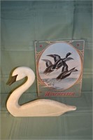Metal Winchester sign 16"h, Boyd's Collection swan