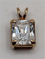 Gold tone square clear Stone pendant