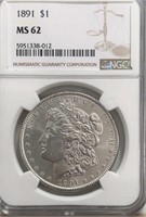 1891 Morgan Dollar NGC MS62