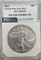 2014W Silver eagle PCI MS70 DD OBV