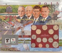 2015 UNC Set Coins and Stamps