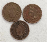 1893,1905,1906 Indian Cents