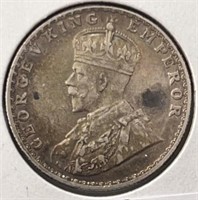 1924 India Silver Half Rupee