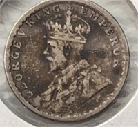 1924 India Silver Quarter Rupee