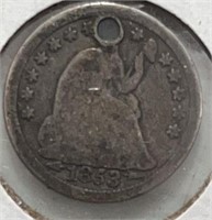 1853 Half Dime with hole
