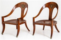 Regency Style Mahogany Gondola Chairs, Pr.