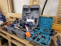 Large assortment of power tools