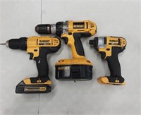 2 Dewalt Drills, 1 Impact