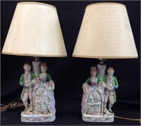 PAIR OF OCCUPIED JAPAN FIGURAL LAMPS, 14in H
