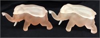 (2) TIARA PINK GLASS ELEPHANT CANDY JARS