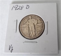 1928-D Standing Liberty 25 Cent Coin  VG