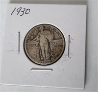 1930 Standing Liberty 25 Cent Coin  G