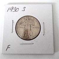 1930-S Standing Liberty 25b Cent Coin  F