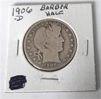 1906-D Barber Half Dollar Coin  G