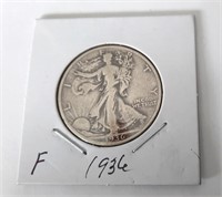 1936 Walking Liberty Half Dollar Coin  F