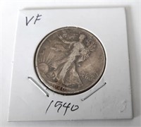 1940 Walking Liberty Half Dollar Coin  VF