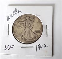 1942 Walking Liberty Half Dollar Coin  VF