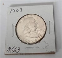 1963 Franklin Half Dollar Coin  MS63