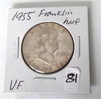 1955 Franklin Half Dollar Coin  VF