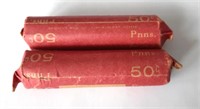 2 Rolls 1943 PDS WWII Steel Lincoln 1 Cent Coins