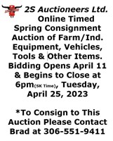 Online Timed Auction - April 25/23 (Equip. Consignment)