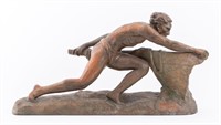 Ugo Cipriani "Le Batelier" Terracotta Sculpture