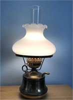 Lamp Brass Oil Lamp Style 16” H x 5” Base, Shade
