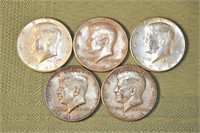 5 1964 US Kennedy half dollars; as is