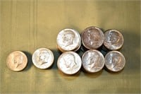 121 US Kennedy 40% silver half dollars: (4) '65, (
