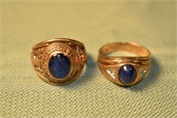 Two 10k gold rings: 1963 Bel Air High School ring,