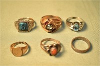 6 costume jewelry rings; as is