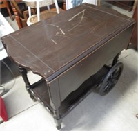 DROP LEAF TEA CART W/DRAWER ROLLS NICE NEEDS