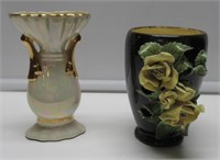 2 POTTERY VASES 8" & 8-1/2"H AS FOUND