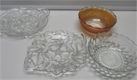 2 PRESSED GLASS BOWLS & PLATTERS NICE CON