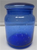 7-1/2" BLOWN GLASS CANISTER VERY NICE