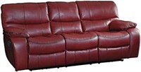 Leather Gel Manual Double Reclining Sofa, Red