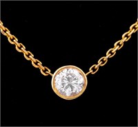14K Yellow Gold Diamond Solitaire Pendant Necklace