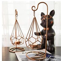 Antique Gold Iron Candle Holder, 2 pc.