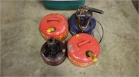 Gas cans, vacuum pump, heater
