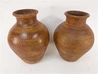 Handmade Hand Painted Vases Flat Back Brown