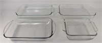 4 Clear Glass Baking Dishes Pyrex / Anchor